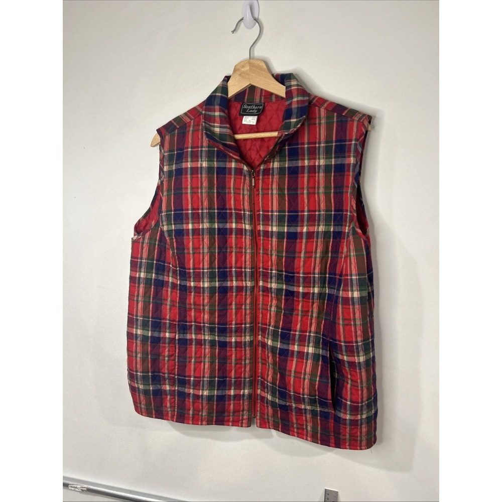 Southern Lady Vest Womens Quilted Size XL Plaid